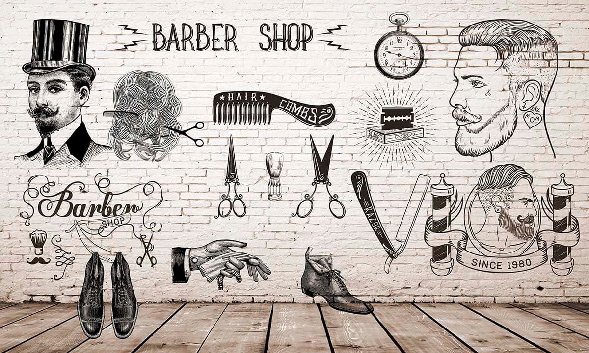 Wallpaper for Barber Shop pattern detail