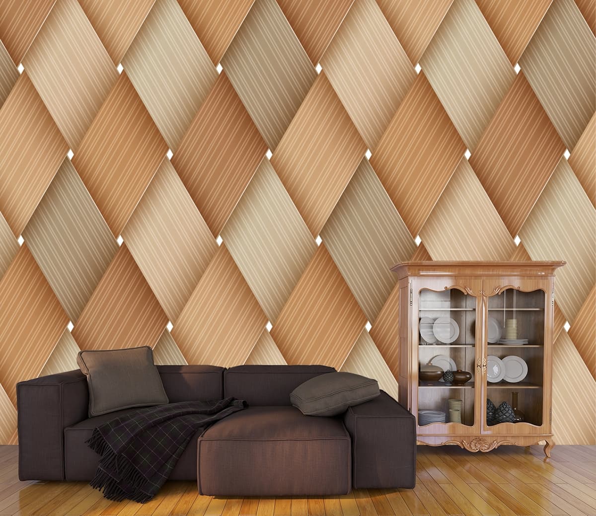 Minimal Pattern Texture Decorative Wallpaper shown in a room