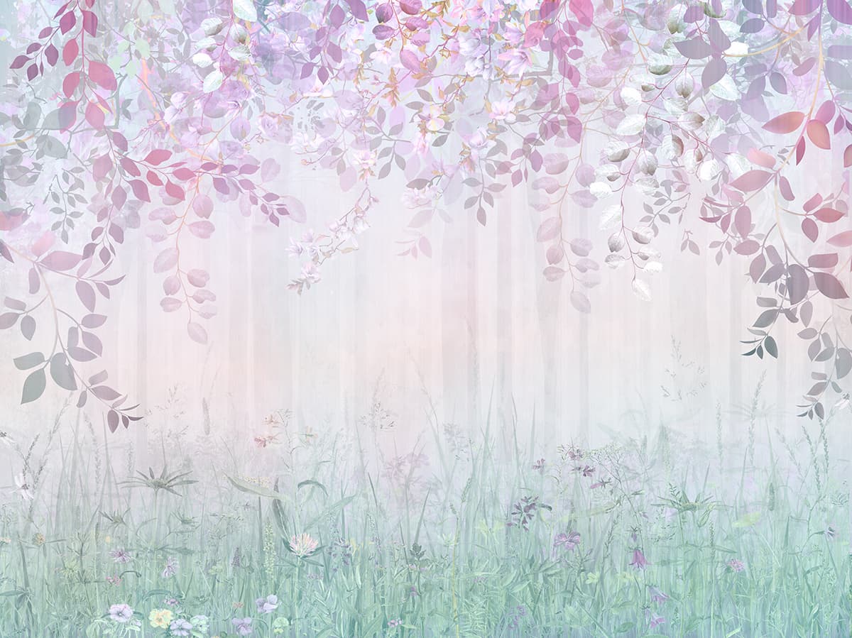 Floral Field with Leaves Botanical Design wallpaper pattern detail