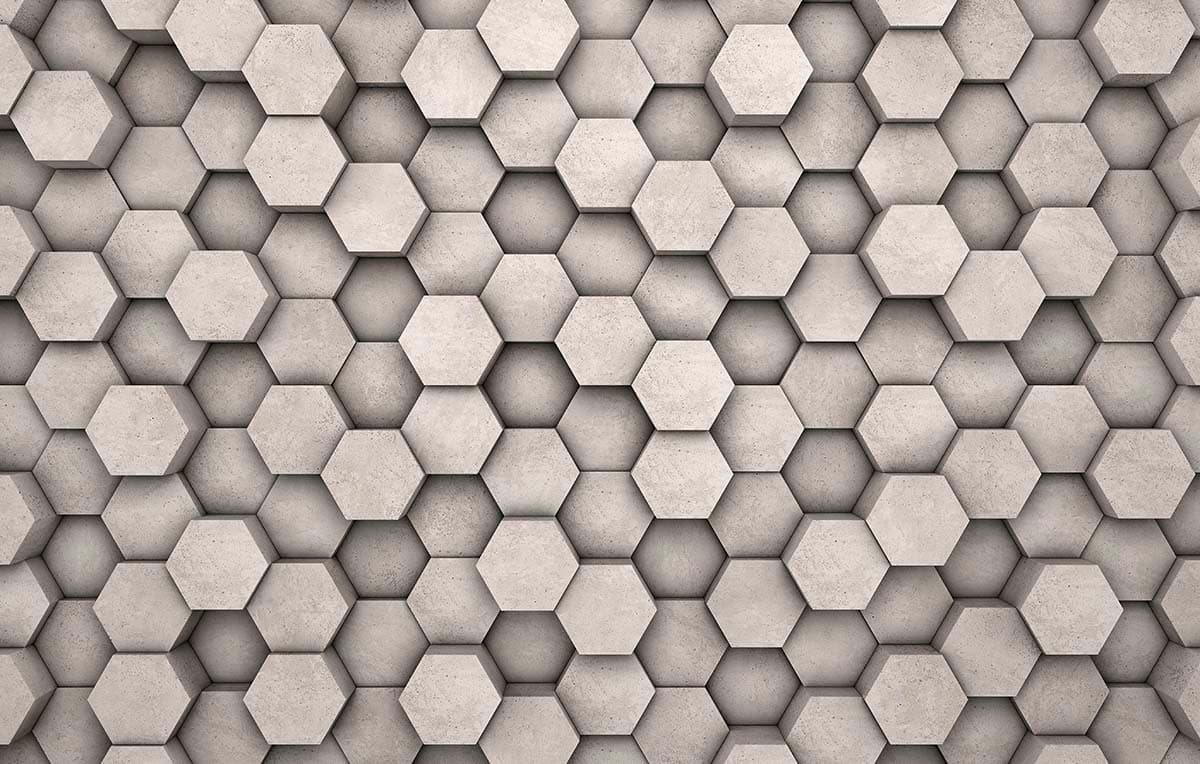 3D Hexagon Concrete Texture Modern Wall Design Wallpaper pattern detail