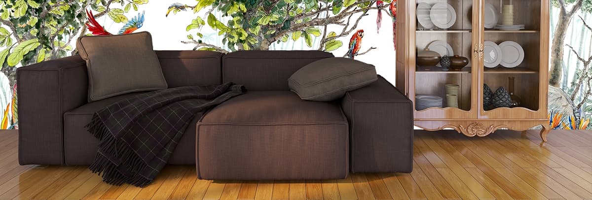 Tree with Plants and Birds Painting Nature wallpaper shown in a room