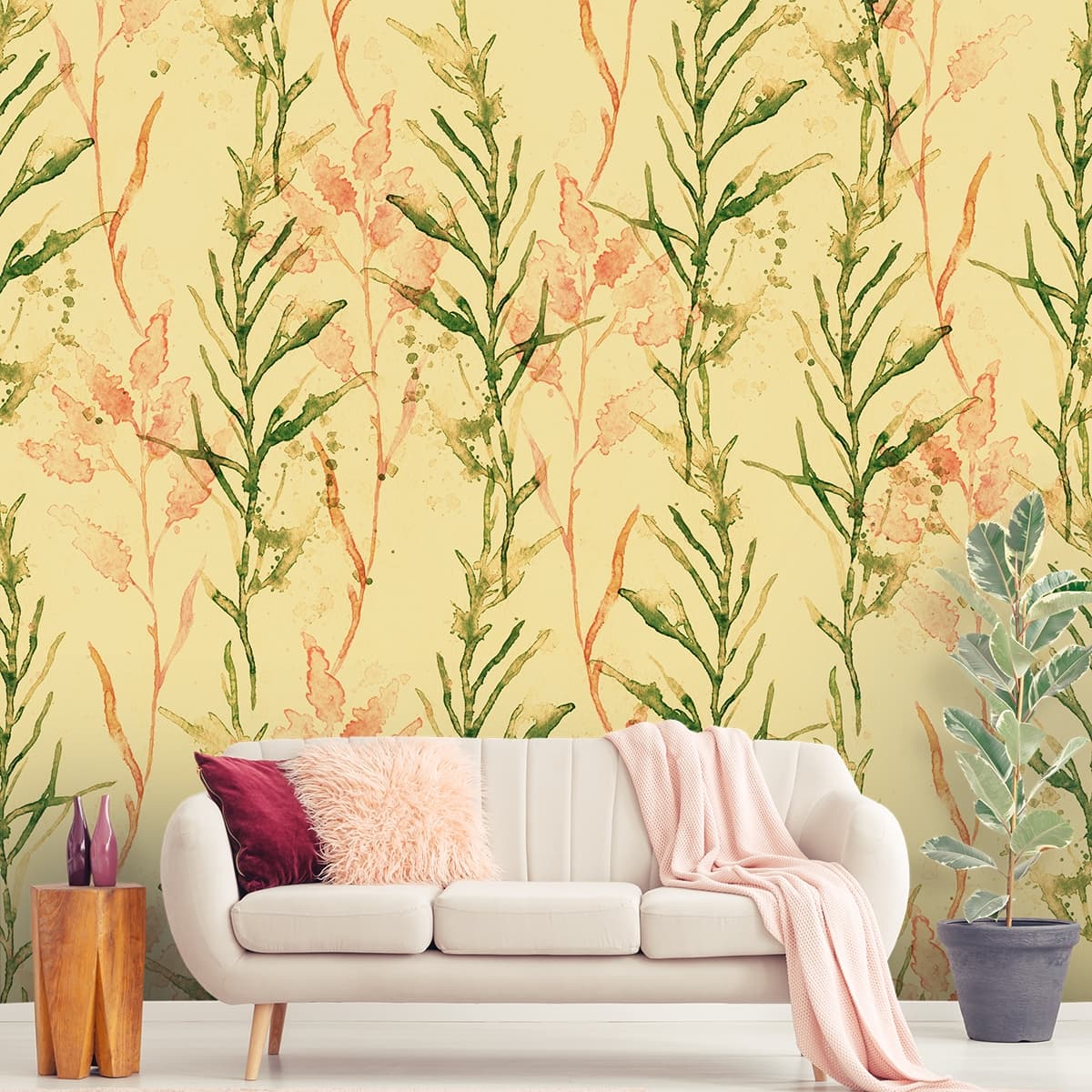 A Striking Wallpaper Mural of Creepers shown in a room