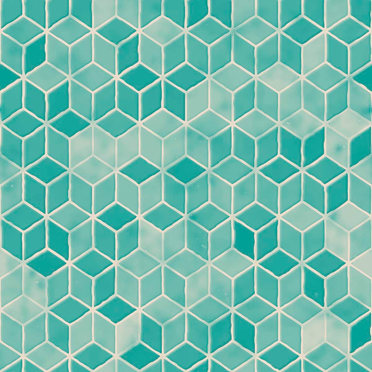 Traditional Blue and White Tile Pattern Decorative Wallpaper pattern detail