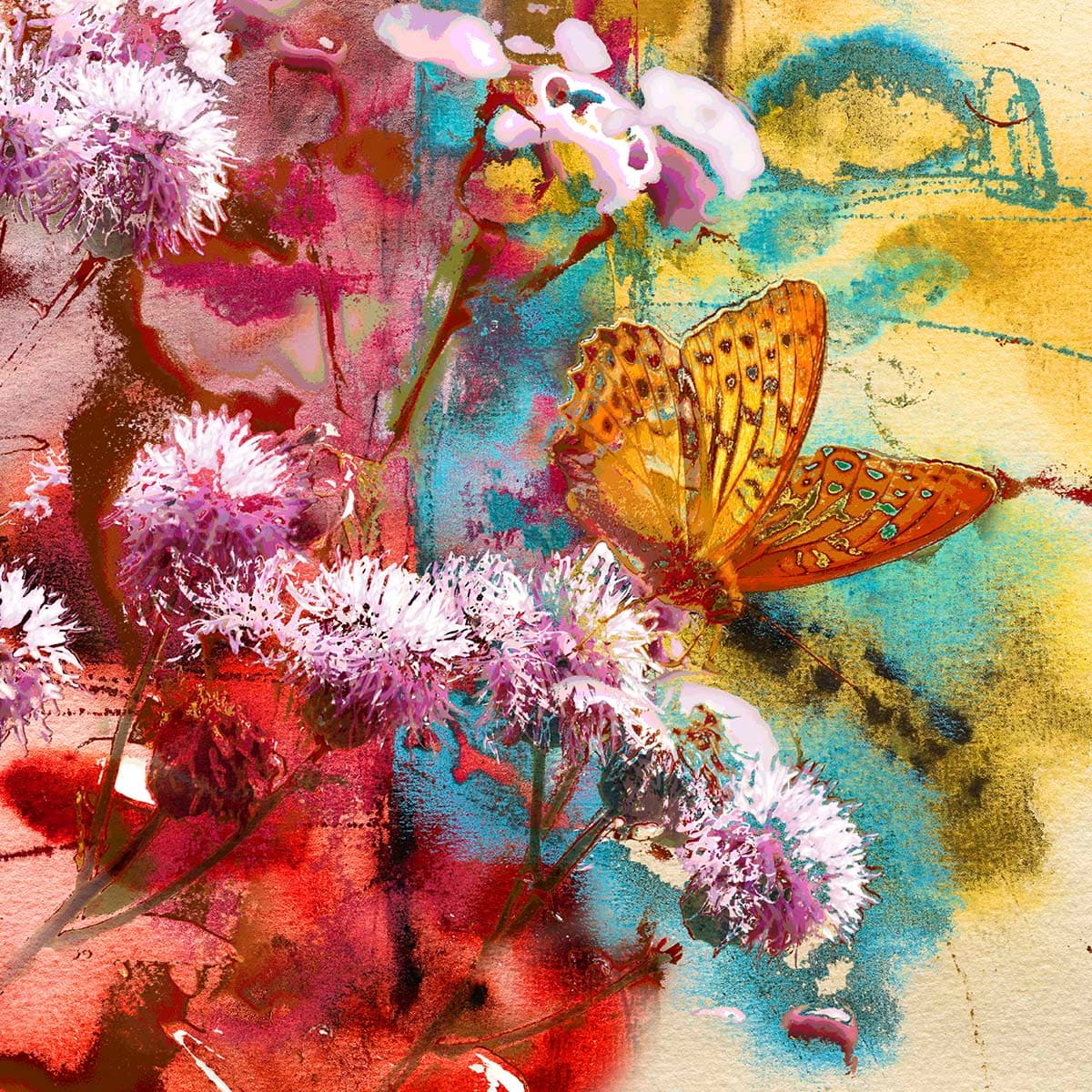 Butterfly Sitting on a Flower 3d Wallpaper pattern detail