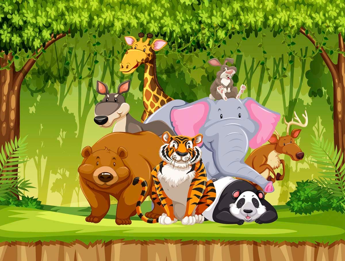 Kids Room Wallpaper, Cute Animalz pattern detail