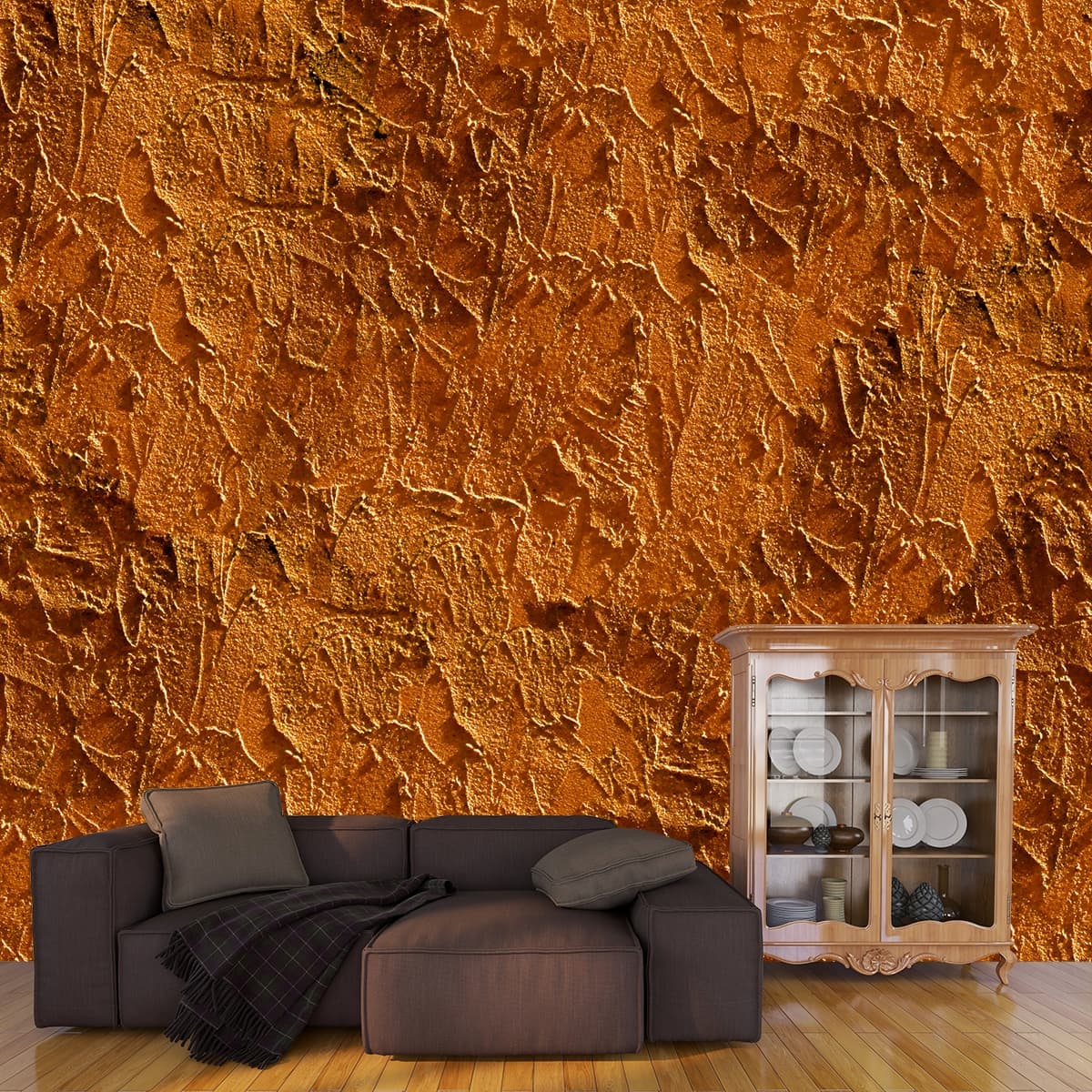 A 3D Texture Wallpaper for Wall shown in a room