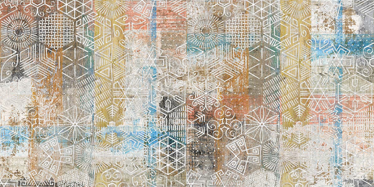 A Wall Decorated with Patterned Wallpaper pattern detail