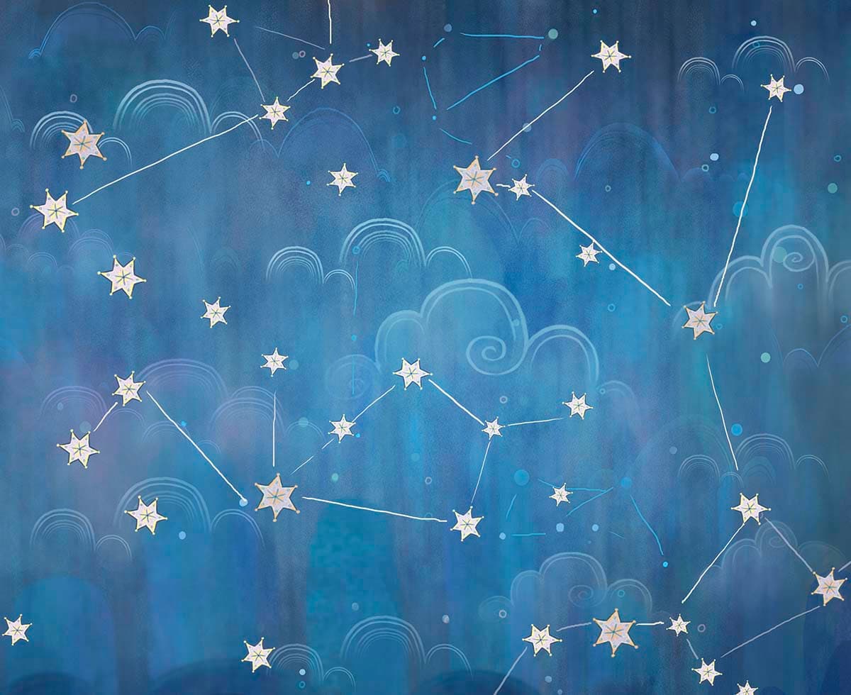 Blue Cloud and Stars Wallpaper for Walls pattern detail