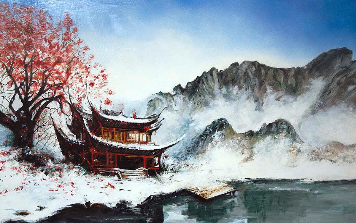 Abstract Building Painting with Artistic Texture pattern detail