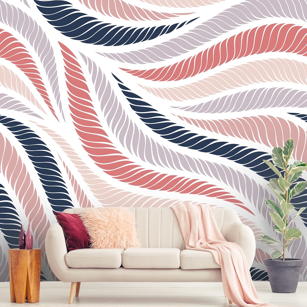 Molten Wavy Lines Wallpaper for Wall shown in a room