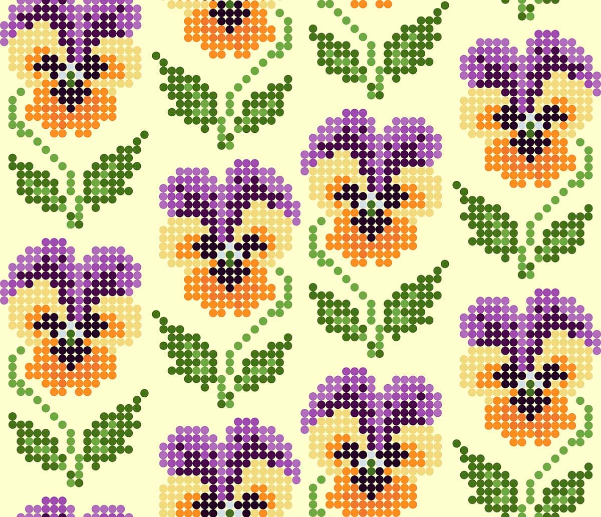 An Exquisite Design Wallpaper Pattern of Flowers in a Graphic Style pattern detail