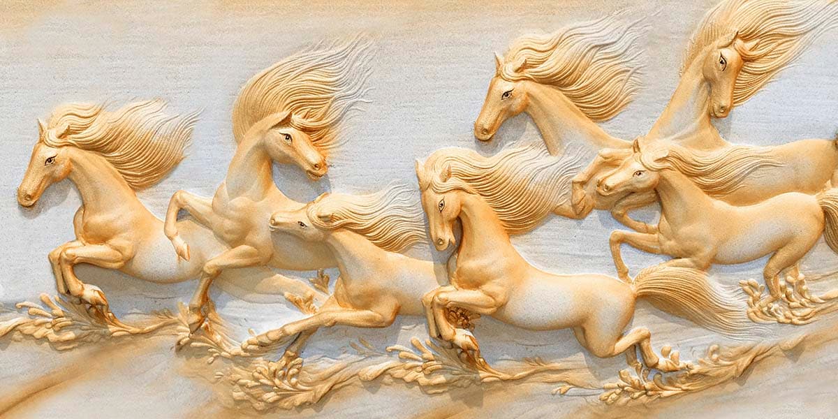 7 Horses Sculpture Wallpaper pattern detail