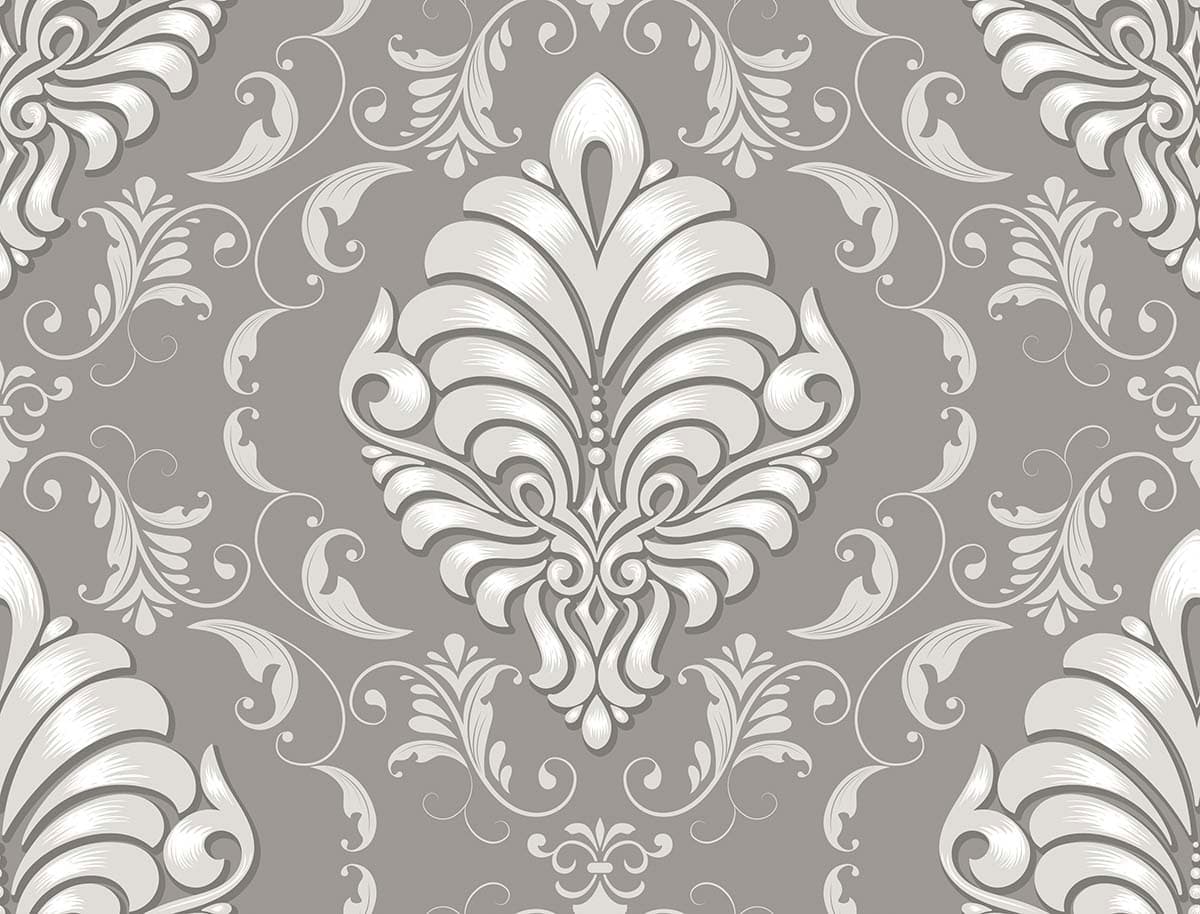 Elegant Gray Damask Pattern Luxury Wallpaper pattern detail