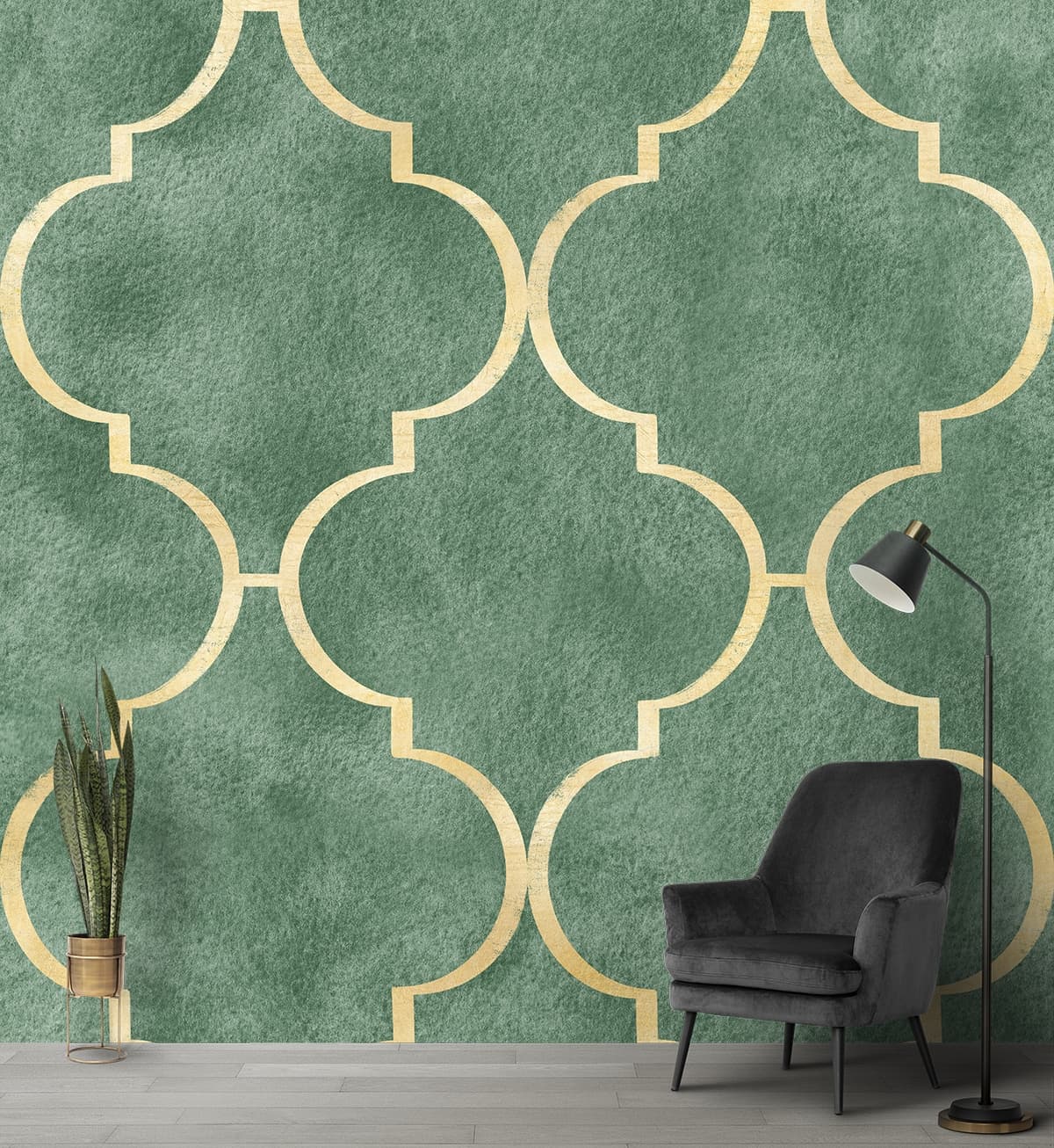 Moroccan Trellis Patterned Wallpaper for Wall shown in a room