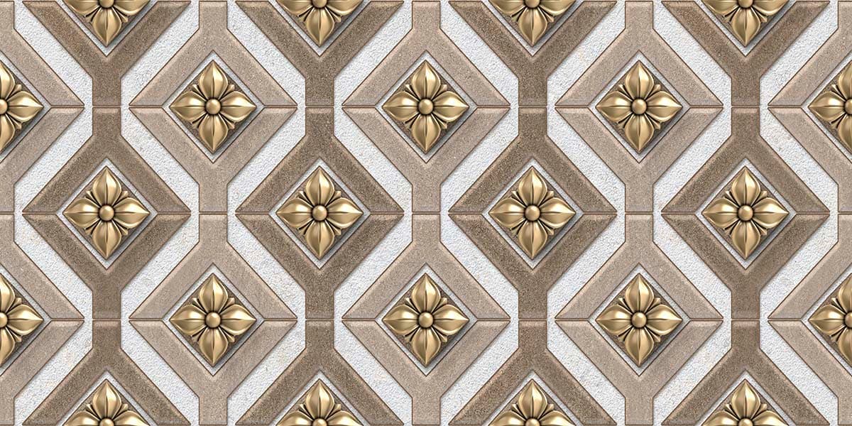 Stylish Gold Floral Diamond Design Wall Mural Wallpaper pattern detail