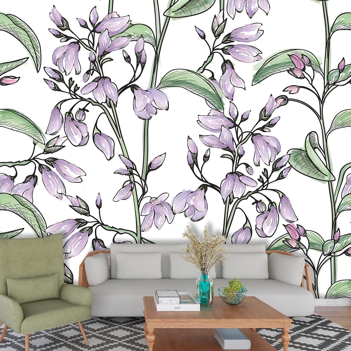 Tropical Wallpaper for Walls, Tropical Flower shown in a room
