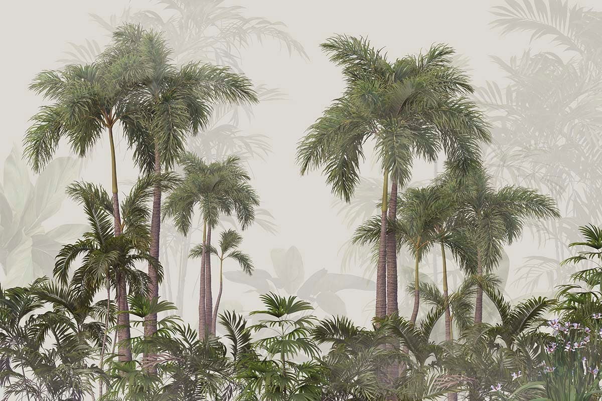 Peaceful Island Palm Trees Wallpaper Mural pattern detail