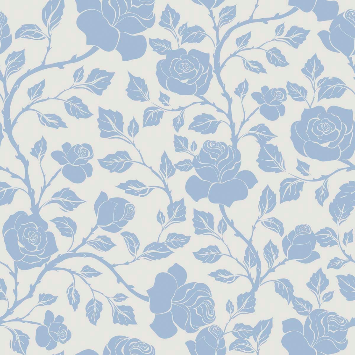 A pattern of blue flowers and leaves pattern detail
