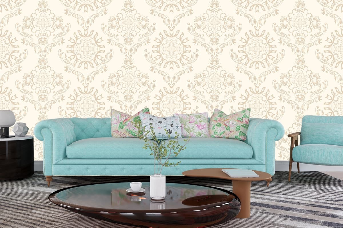 Trendy Abstract Pattern Decorative Wallpaper shown in a room
