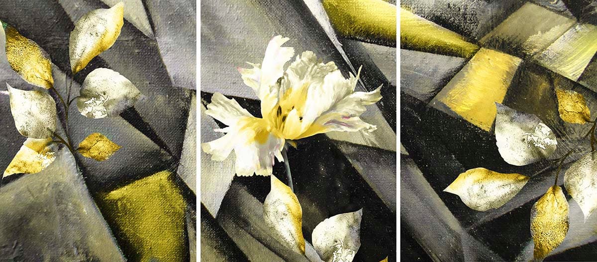 Bright Yellow Center White Petal Flower Wallpaper pattern detail