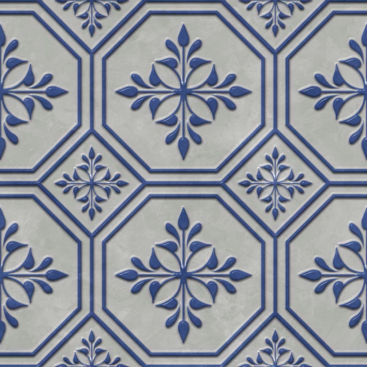 A pattern of blue and white tiles pattern detail
