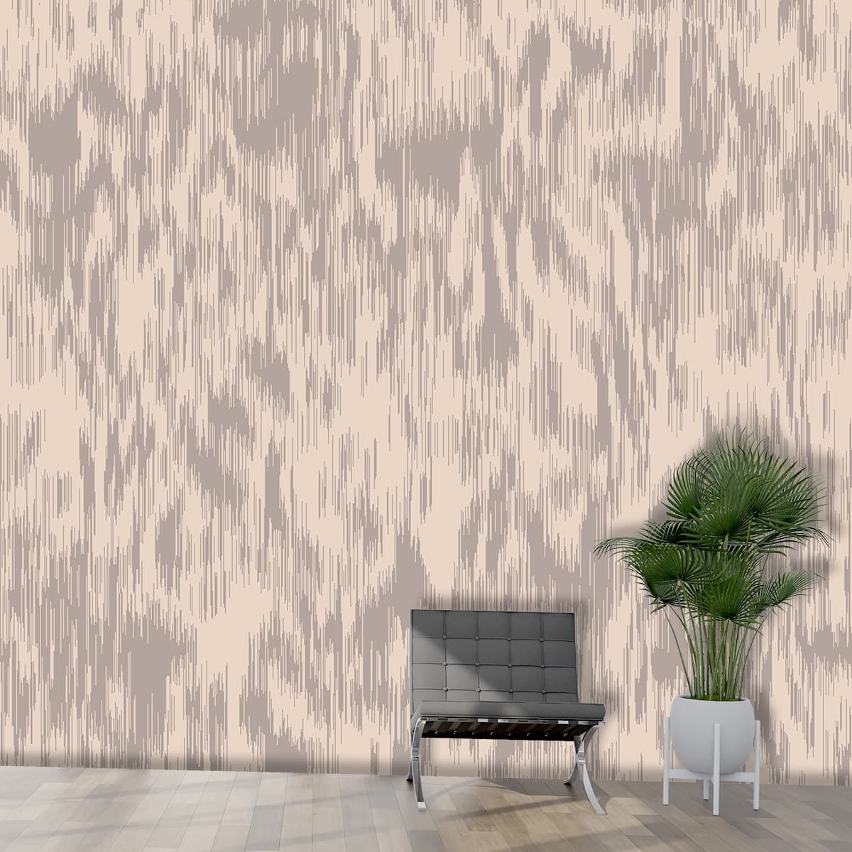 Soft woven fabric texture with subtle vintage tone wallpaper shown in a room