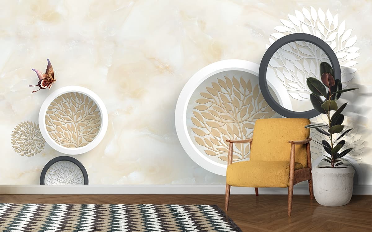 A circular objects with a pattern on it shown in a room