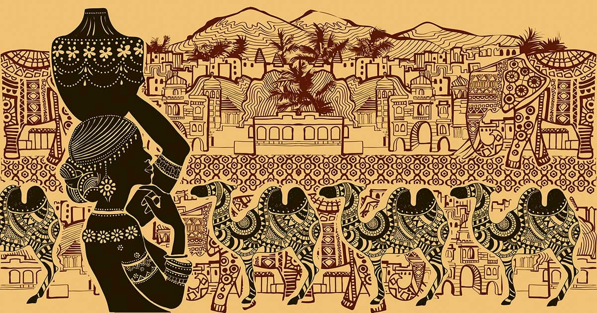 Rajasthani Style Art Wallpaper Mural pattern detail