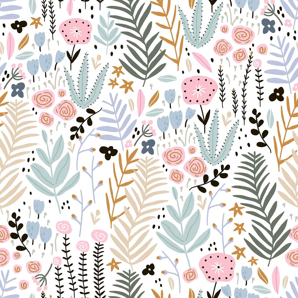 A Wallpaper of Leaves Around the World pattern detail