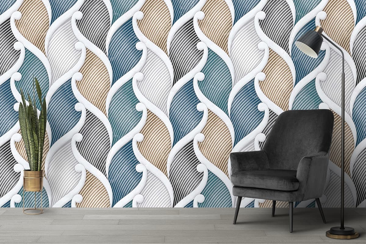 Decorative Multicolor Wallpaper for Wall shown in a room
