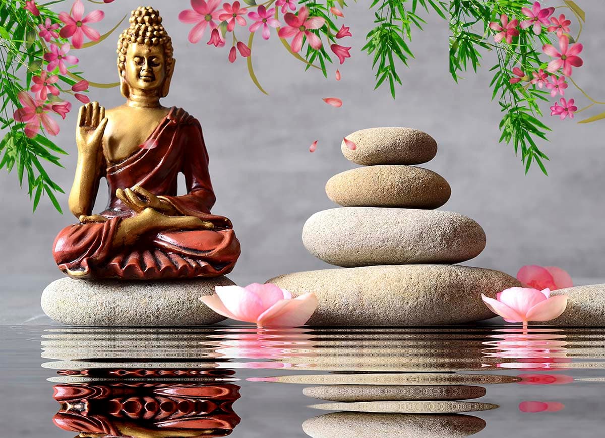 Soothing Blessing Buddha Feng Shui Wallpaper Mural pattern detail
