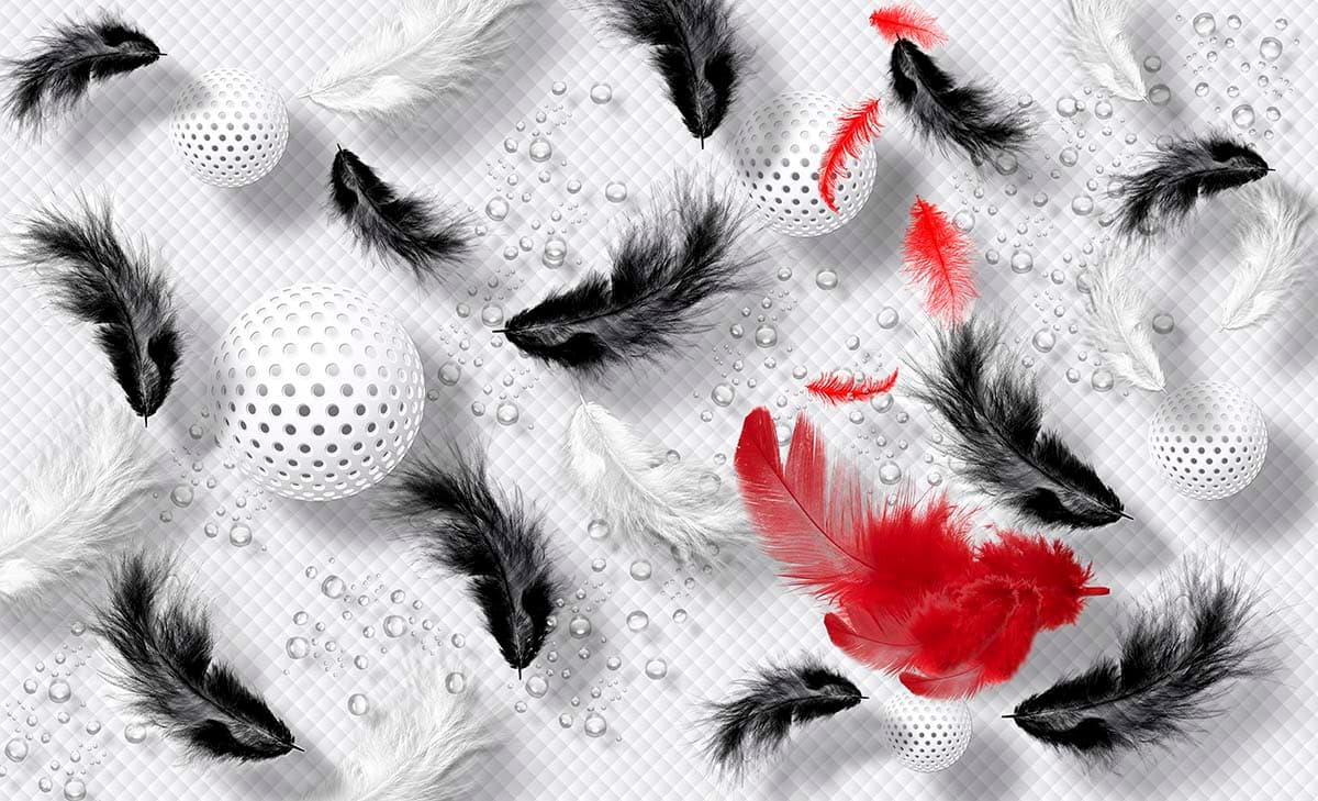 Artistic Golf Balls with Feather Texture Wallpaper pattern detail