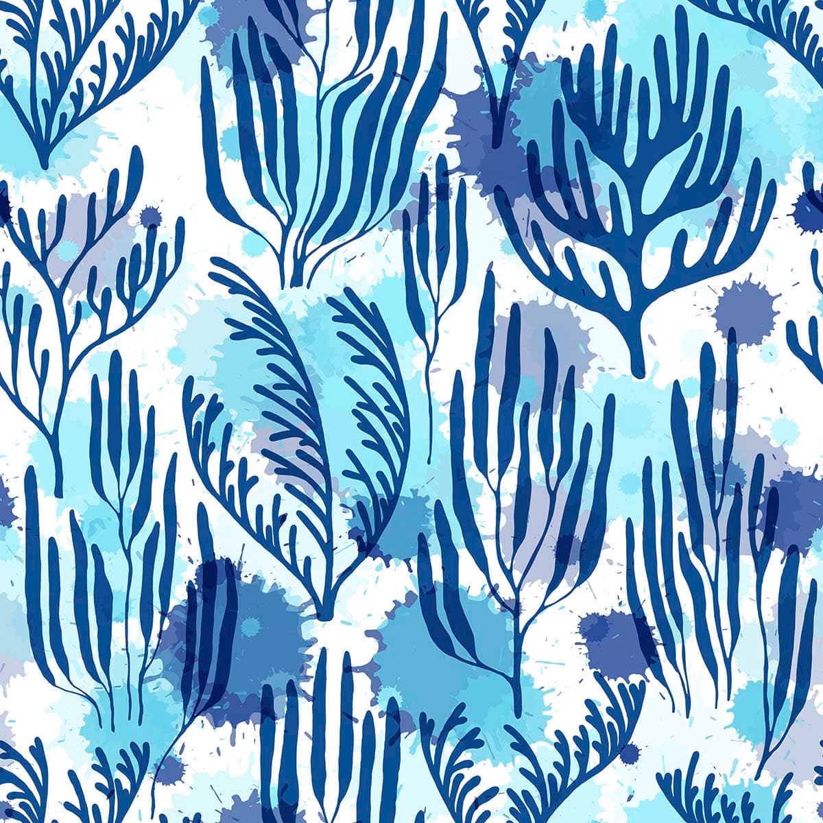 Pattern of Blue Plants Wallpaper for Walls pattern detail
