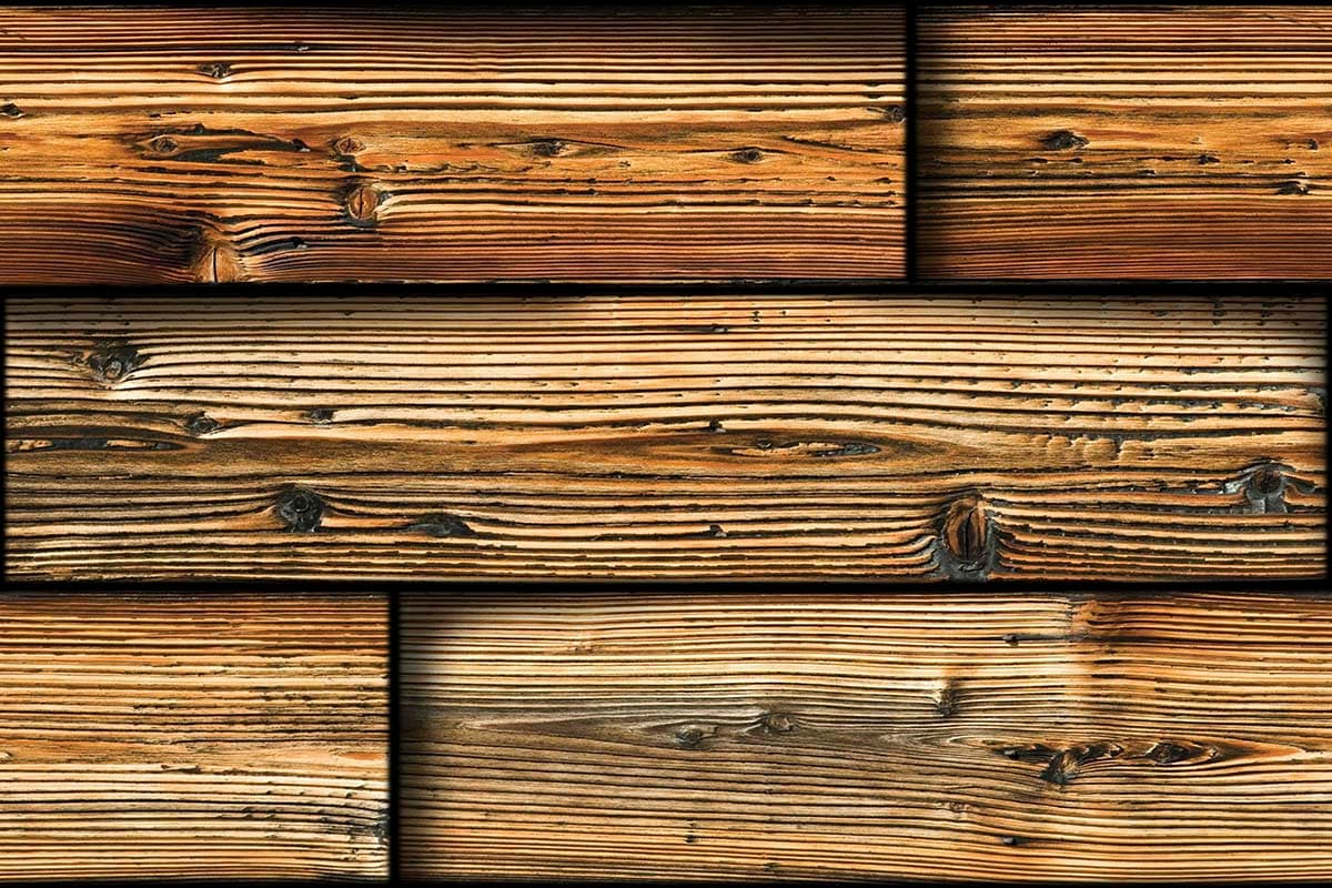 3D Stacked Reclaimed Wood Panel Effect Wallpaper pattern detail