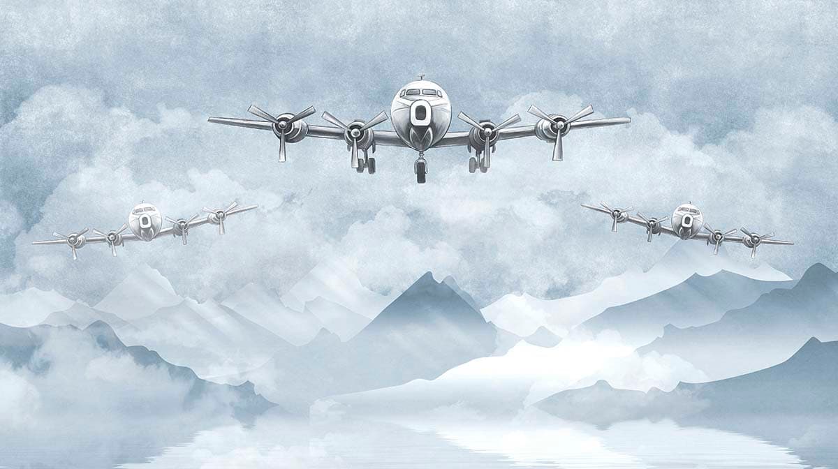 Mountain Wallpaper, Airplanes flying over mountains pattern detail