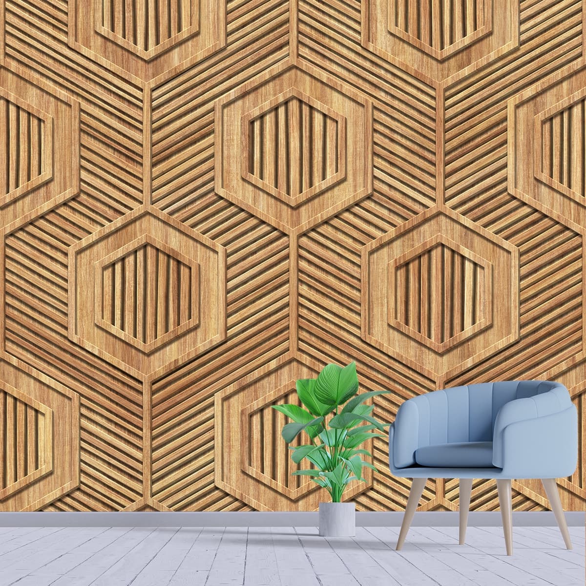 Wood Wallpaper Bedroom - Magic Decor shown in a room