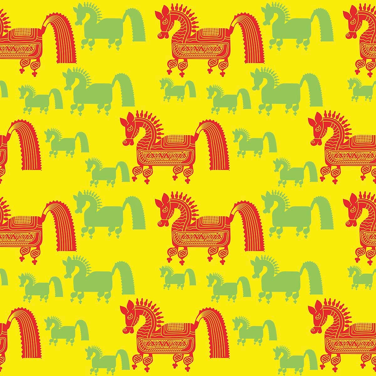 Colorful Horse Pattern Wallpaper Mural pattern detail