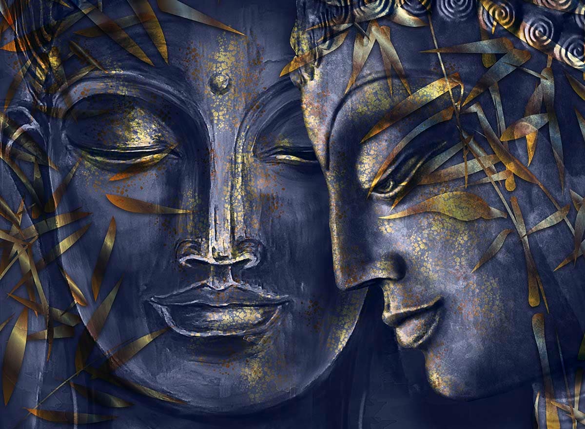 Divine Faces Wallpaper Mural pattern detail
