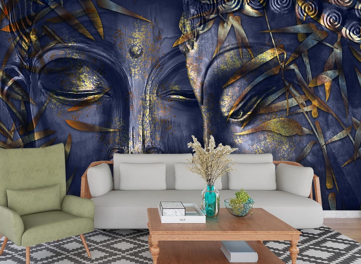 Divine Faces Wallpaper Mural shown in a room