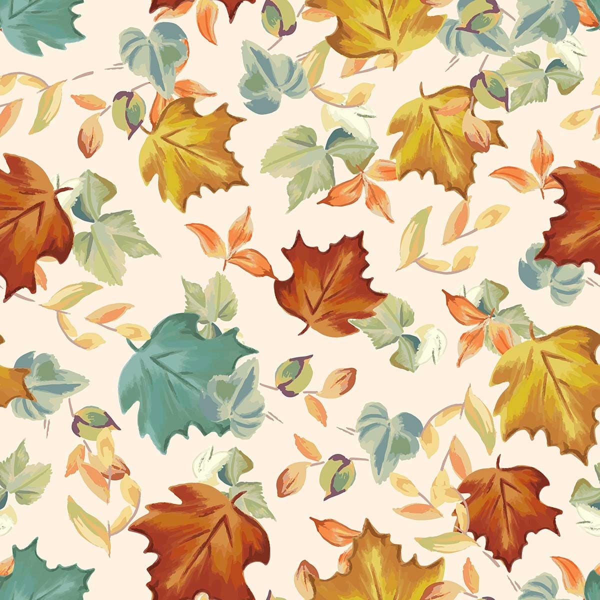 Dancing Colorful Leaves Wallpaper pattern detail
