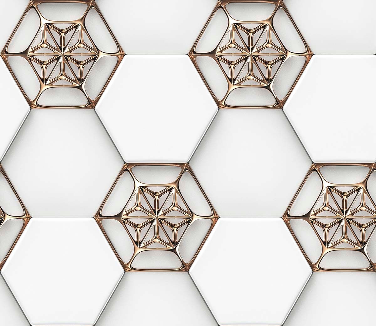 A White and Gold Hexagons pattern detail