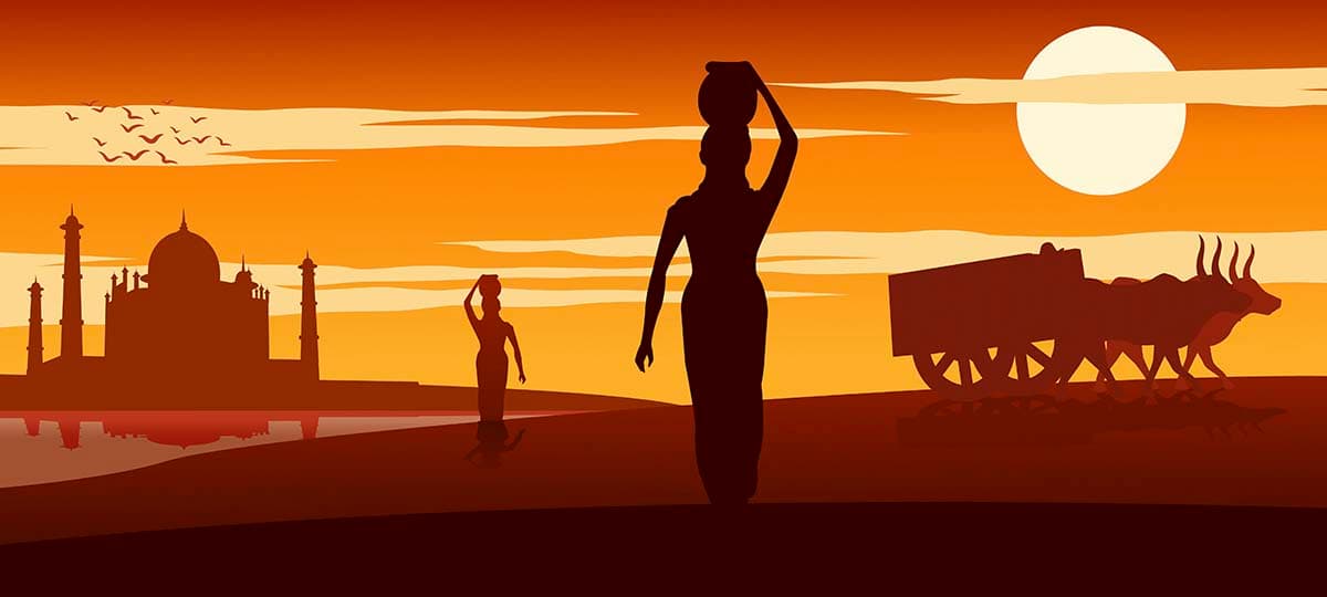 Traditional Woman Silhouette Jug Art Design Wallpaper pattern detail