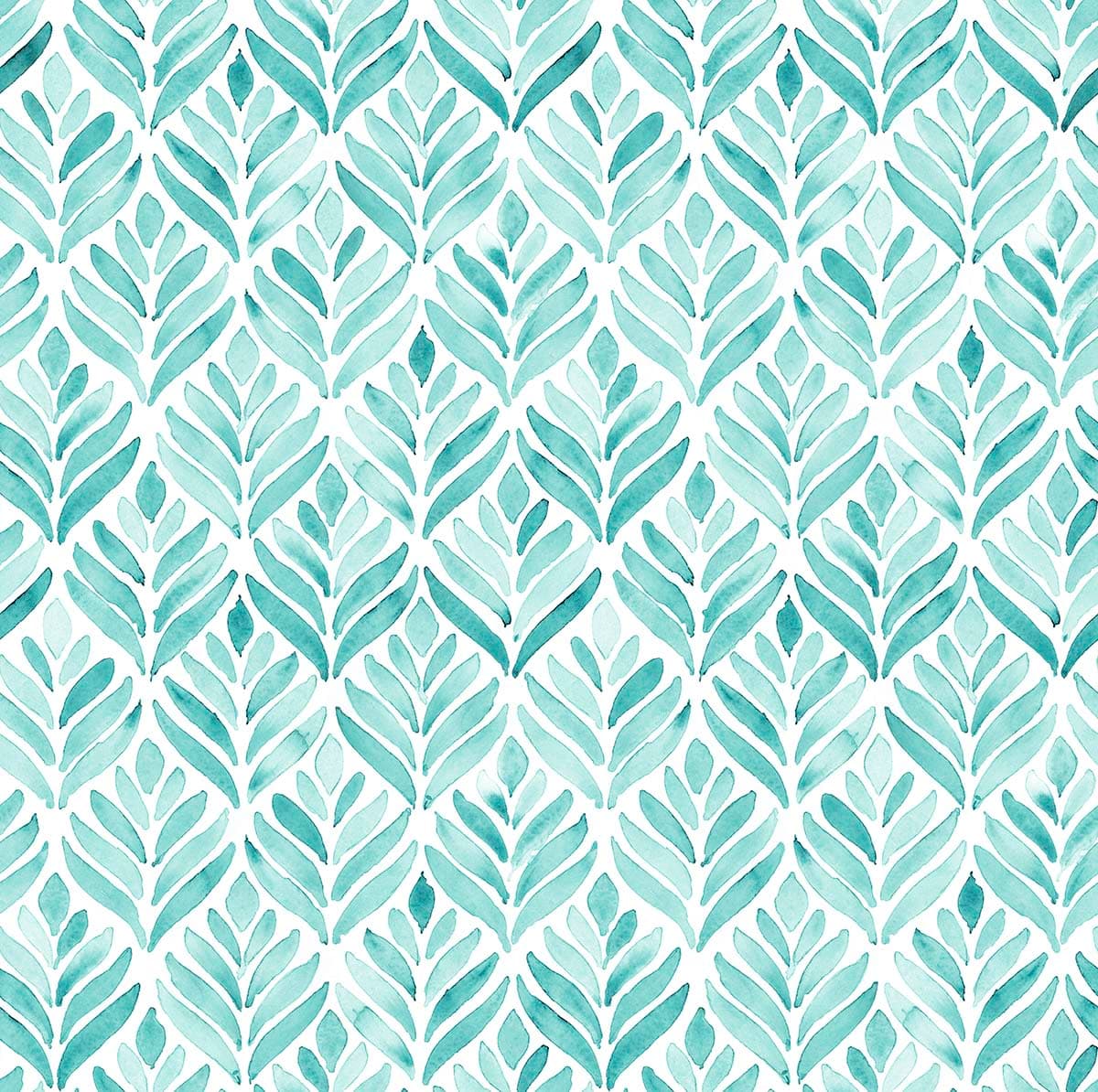 Turquoise Pattern of Leaves Wallpaper Mural pattern detail