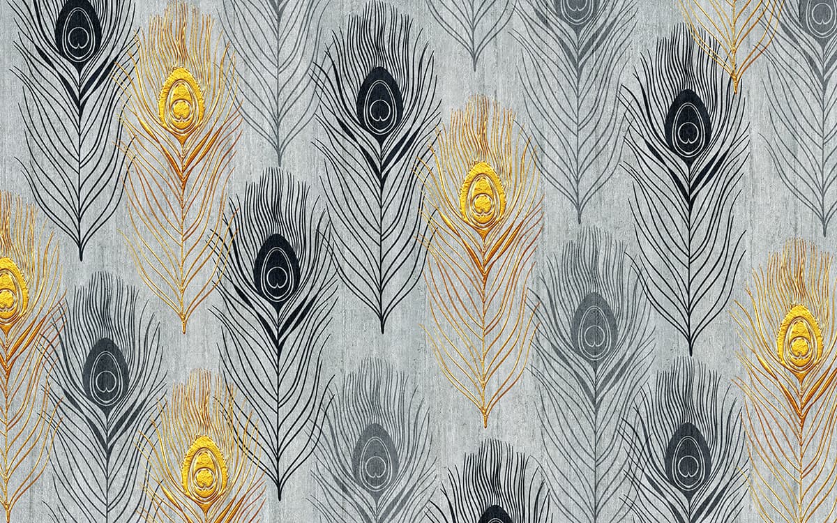 Peacock Feathers Pattern Wallpaper for Wall pattern detail