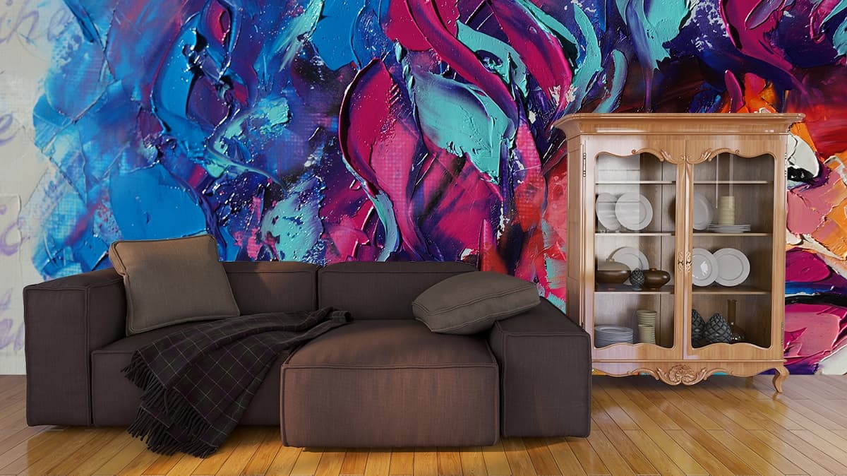 A Liquid Paint Wallpaper Pattern for Wall shown in a room