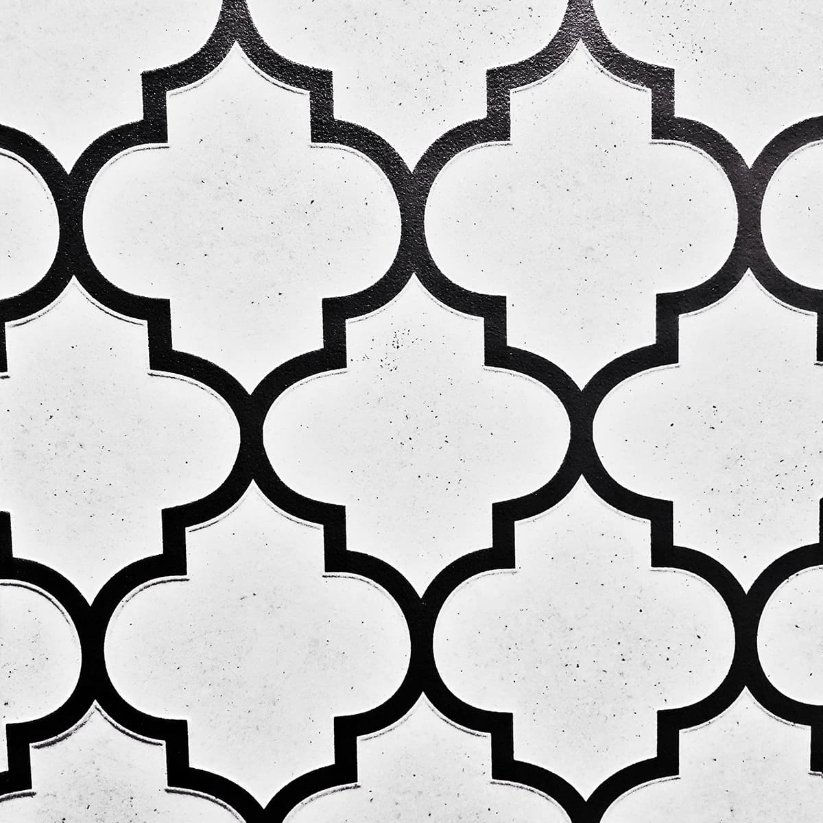 White Ceramic Tile with Black Geometric Pattern Wallpaper pattern detail