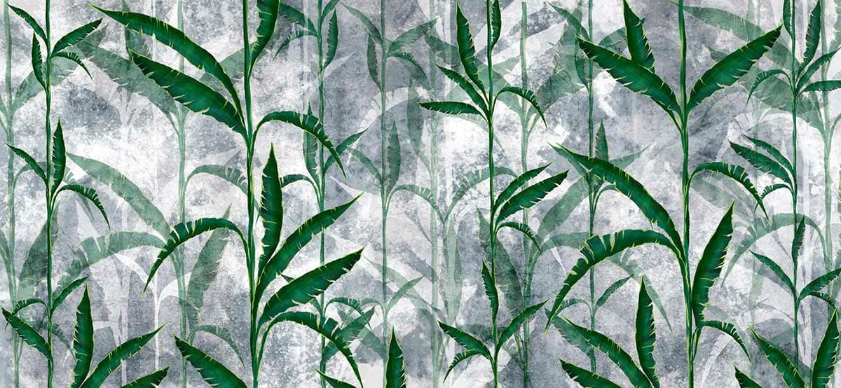 Tropical Green Leaves Pattern Wallpaper Mural pattern detail