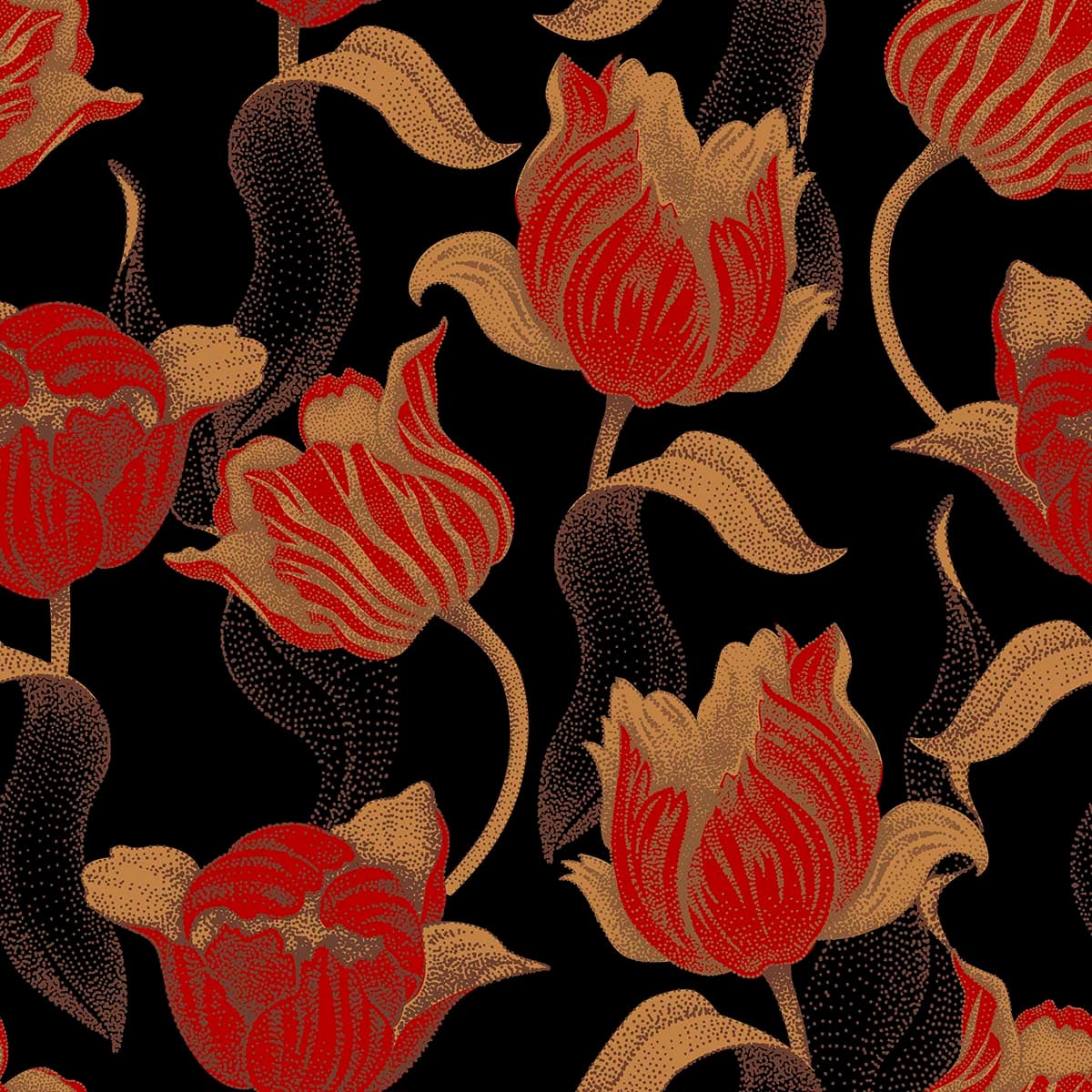 Beautiful Red Floral Pattern Wallpaper pattern detail