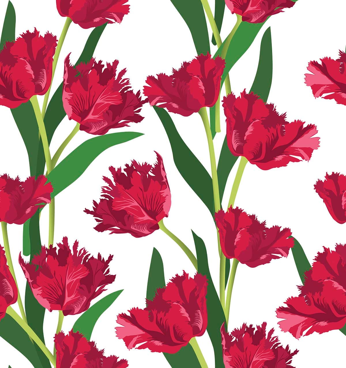 Enchanted Red Floral Pattern Mural Wallpaper pattern detail
