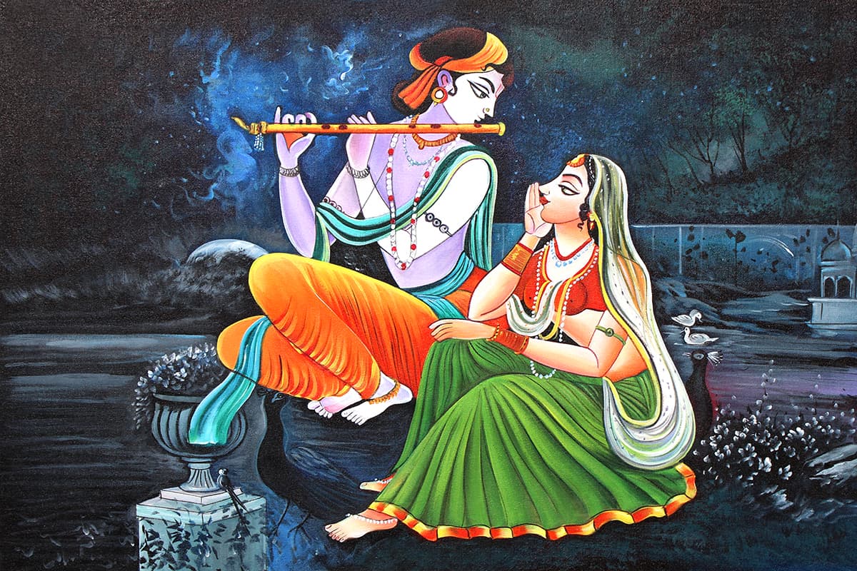 Radha Krishna Wall Mural for Living Room wallpaper pattern detail